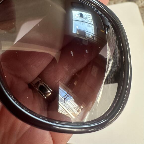 Chanel Sunglasses Womens Brown Oval Gray Gradient Logo Plastic Frame Oversized main image 8